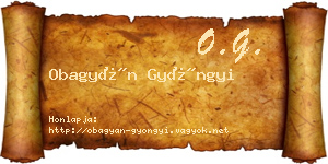 Obagyán Gyöngyi névjegykártya